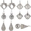 SUNNYCLUE 10Pcs 5 Styles Tibetan Style Brass Cage Pendants KK-SC0004-33-1