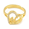 Heart with Letter Rack Plating Brass Micro Pave Cubic Zirconia Adjustable Rings for Women RJEW-I105-06G-H-2