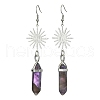 Natural Mixed Gemstone Bullet Dangle Earrings EJEW-JE05321-2