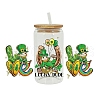 Saint Patrick's Day Theme PET Clear Film Green Shamrock Rub on Transfer Stickers for Glass Cups PW-WG24181-04-1
