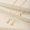 Sun Brass Micro Pave Clear Cubic Zirconia Pendant Necklaces & Hoop Earrings Sets FS-WG1EB67-01-3