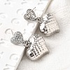 Textured Heart Brass Micro Pave Clear Cubic Zirconia Dangle Stud Earrings EJEW-Z099-02P-01-3