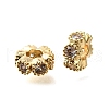 Flat Round Brass Micro Pave Cubic Zirconia Spacer Beads KK-L230-02G-01-1