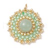 Natural Green Aventurine Flat Round Pendants PALLOY-MZ00135-04-1
