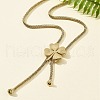 304 Stainless Steel Crystal Rhinestone Clover Lariat Necklaces NJEW-V001-11G-4