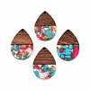 Transparent Resin & Walnut Wood Pendants RESI-N025-028-A03-2