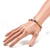 Flat Round with Evil Eye Lampwork Stretch Bracelet with Synthetic Hematite BJEW-JB07869-3