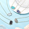Natural Rose Quartz/Dalmatian Jasper/Tiger Eye/Sodalite/ Synthetic Turquoise Rectangle Pendant Necklaces NJEW-JN05159-1