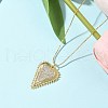 Brass Micro Pave Clear Cubic Zirconia Heart Pendant Necklaces for Women NJEW-D306-04G-B-4