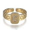 Brass Micro Pave Clear Cubic Zirconia Cuff Rings RJEW-H538-02G-C-1