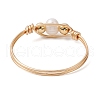 Mother's Day Jewellery Copper Wire Wrapped Natural Cultured Freshwater Pearl Beads Finger Rings for Women RJEW-JR00775-01-4