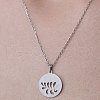 201 Stainless Steel Holllow Leaf Pendant Necklace NJEW-OY001-24-1