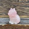 Natural Rose Quartz Carved Healing Cat Figurines WG60889-03-1