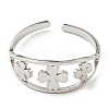 Non-Tarnish 304 Stainless Steel Clover Open Cuff Ring RJEW-F149-04P-2