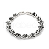 Vintage Alloy Rose Flower Link Chain Bracelet for Women BJEW-A140-01AS-1