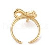 Bowknot Brass Micro Pave Clear Cubic Zirconia Open Cuff Rings RJEW-S417-01G-04-3