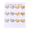 304 Stainless Steel Heart Stud Earrings EJEW-C099-12PG-1