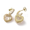 Cubic Zirconia Heart Dangle Stud Earrings EJEW-H308-09G-04-2