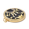 Brass Clear Cubic Zirconia Enamel Pendants ZIRC-C024-29G-4