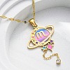 304 Stainless Steel Hot Pearl Enamel Constellation Planet Pendant Necklaces NJEW-D310-01L-G-4