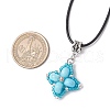 Dyed Synthetic Imperial Jasper & Glass Seed Beaded Star Pendant Black Waxed Cotton Cord Necklaces NJEW-MZ00109-01-3