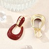 Brass Enamel Stud Earrings EJEW-P301-11G-2