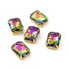 Rectangle Octagon Shape Sew on Glass Rhinestone DIY-E062-01G-03-1