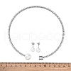 Round Plastic Imitation Pearl Stud Earrings & Cubic Zirconia and Rhinestone Square Cuff Choker Necklaces Sets SJEW-U003-02P-5