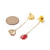 Alloy Enamel Ladybug with Resin Daisy Dangle Stud Earrings EJEW-JE05229-3