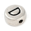 925 Sterling Silver Flat Round with Letter Beads STER-G044-01AS-D-2