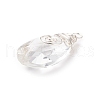 Wire Wrapped Transparent Glass Pendants PALLOY-JF01828-3