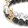 2Pcs 2 Style Cubic Zirconia Braided Bead Bracelet BJEW-JB08050-02-5