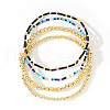 4Pcs 4 Styles Glass Seed Cylinder Beads Stretch Bracelet & Brass Round Beads Stretch Bracelet Set BP7471-7-2