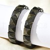 Sqaure Natural Silver Obisdian Beads Stretch Bracelets for Women Men BJEW-C097-06P-3