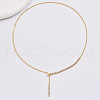 Brass Micro Pave Clear Cubic Zirconia Y-shaped Necklaces for Women DA0945-4