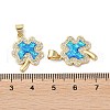 Brass Micro Pave Blue Cubic Zirconia Pendants KK-D057-03G-3