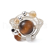 Planet Natural Tiger Eye Finger Rings RJEW-TA00165-01-2