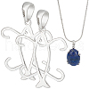 BENECREAT 2Pcs 925 Sterling Silver Prongs Pendant Blank Fish Cabochon Settings STER-BC0002-60P-1