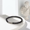 Natural Obsidian Round Beads Stretch Bracelets Set BJEW-JB06980-04-5