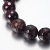 Faceted Natural Garnet Round Bead Stretch Bracelets BJEW-JB09123-2