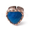 Natural Agate Heart Open Cuff Ring RJEW-I082-02R-02-3