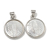 Rack Plating Brass Pave Natural White Shell Pendants KK-U025-11P-04-1