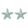 Brass Enamel Stud Earrings EJEW-R032-07G-01-4