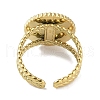 Ion Plating(IP) 304 Stainless Steel Enamel Flat Round Cuff Finger Rings RJEW-L107-043G-02-3