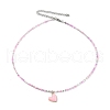 Alloy Enamel Heart Charm Necklace NJEW-PH01493-03-1