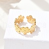 Flower 304 Stainless Stee Open Cuff Rings for Women RJEW-Q006-03D-G-5