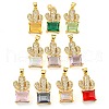 Rack Plating Brass Micro Pave Clear Cubic Zirconia Pendants ZIRC-L100-158G-1