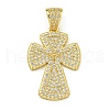 Rack Plating Brass Micro Pave Clear Cubic Zirconia Pendants KK-Z067-03G-01-1