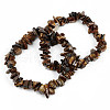 Unisex Chip Natural Tiger Eye Beaded Stretch Bracelets BJEW-S143-02-8