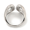 Rack Plating Brass Micro Pave Cubic Zirconia Teardrop Open Cuff Rings for Women RJEW-I104-01P-3